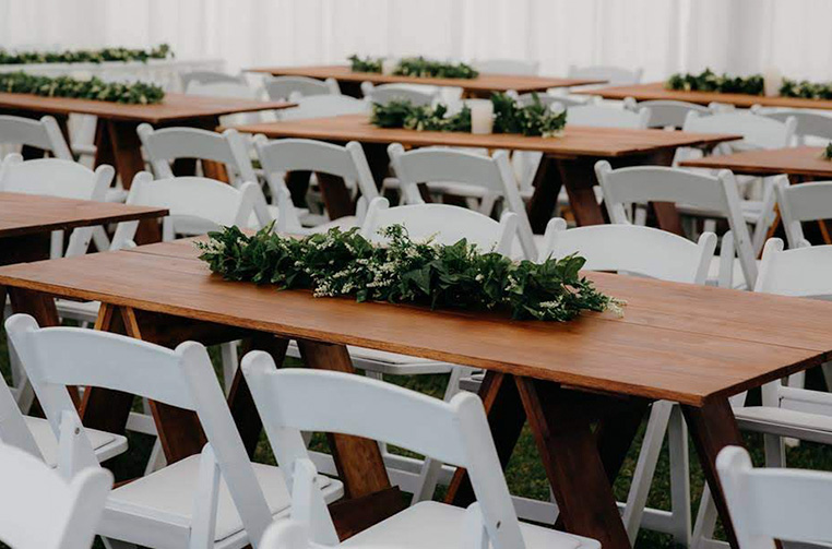 simple greenery table settings-party hire products-Cheers Party Hire-Whangarei