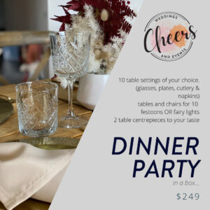 event hire products-Cheers Weddings and Events-Whangarei